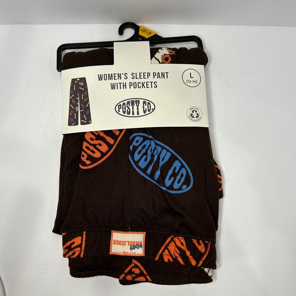 Post Malone Posty Co Womens Sleep Pant Brown Size L 12-14 New Lounge Comfort